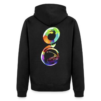 Sousaphon - Unisex Premium Bio Zip Hoodie - Schwarz - Hinten - Nico (187cm)