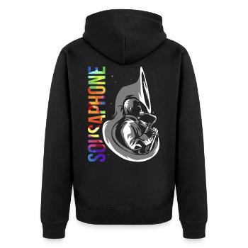 Sousaphon - Unisex Premium Bio Zip Hoodie - Schwarz - Hinten - Nico (187cm)