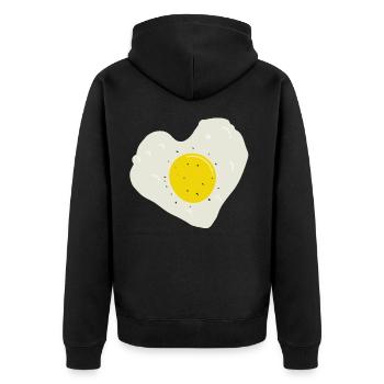 Spiegelei Herz - Unisex Premium Bio Zip Hoodie - Schwarz - Hinten - Nico (187cm)