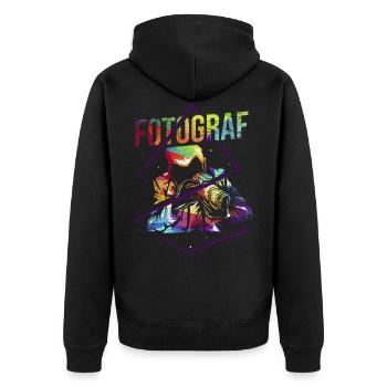 Fotograf Fotografie Geschenk - Unisex Premium Bio Zip Hoodie - Schwarz - Hinten - Nico (187cm)