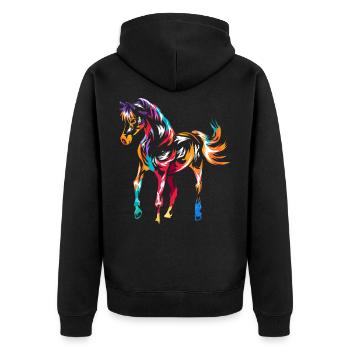 Araber Pferd - Unisex Premium Bio Zip Hoodie - Schwarz - Hinten - Nico (187cm)