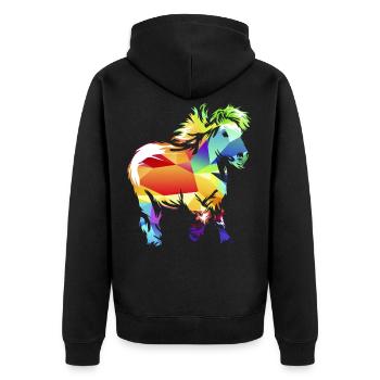 Shetlandpony - Unisex Premium Bio Zip Hoodie - Schwarz - Hinten - Nico (187cm)