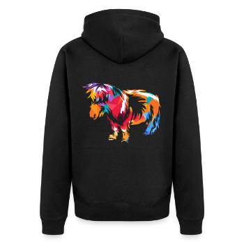 Shetlandpony - Unisex Premium Bio Zip Hoodie - Schwarz - Hinten - Nico (187cm)