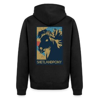 Shetlandpony - Unisex Premium Bio Zip Hoodie - Schwarz - Hinten - Nico (187cm)