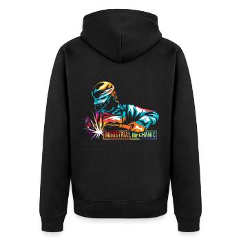 Industriemechaniker - Unisex Premium Bio Zip Hoodie - Schwarz - Hinten - Nico (187cm)