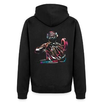 Industriemechaniker - Unisex Premium Bio Zip Hoodie - Schwarz - Hinten - Nico (187cm)