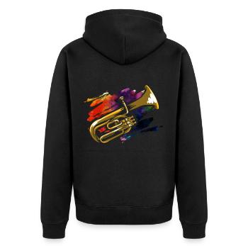Althorn Geschenk - Unisex Premium Bio Zip Hoodie - Schwarz - Hinten - Nico (187cm)