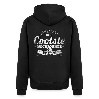 Mechaniker Handwerker Geschenk - Unisex Premium Bio Zip Hoodie - Schwarz - Hinten - Nico (187cm)