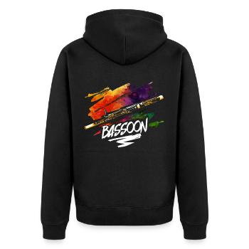 Fagottgeschenk - Unisex Premium Bio Zip Hoodie - Schwarz - Hinten - Nico (187cm)