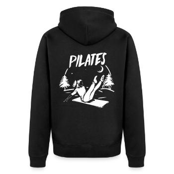 Pilates - Unisex Premium Bio Zip Hoodie - Schwarz - Hinten - Nico (187cm)