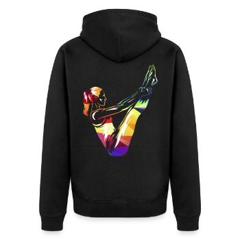 Pilates Übung - Unisex Premium Bio Zip Hoodie - Schwarz - Hinten - Nico (187cm)