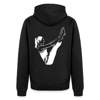 Pilates - Unisex Premium Bio Zip Hoodie - Schwarz - Hinten - Nico (187cm)