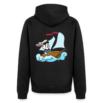 Segeln Kaninchen Kinder - Unisex Premium Bio Zip Hoodie - Schwarz - Hinten - Nico (187cm)