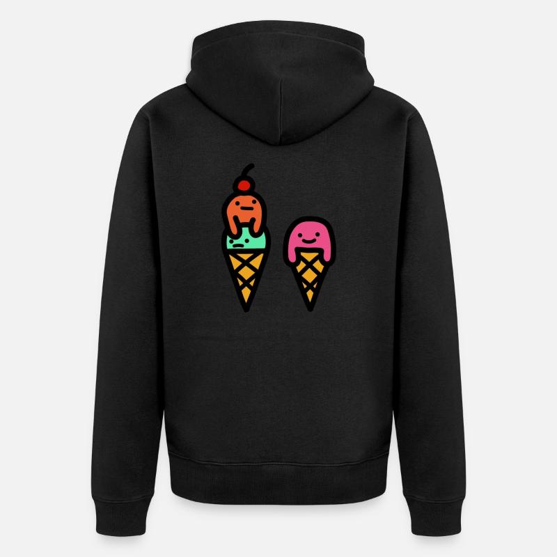 Eis Eiscreme Sommer Minimalistisch - Unisex Premium Bio Zip Hoodie - Schwarz