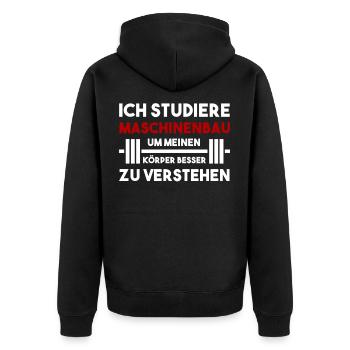Maschinenbau Studium Ingenieur Sprüche Geschenk - Unisex Premium Bio Zip Hoodie - Schwarz - Hinten - Nico (187cm)