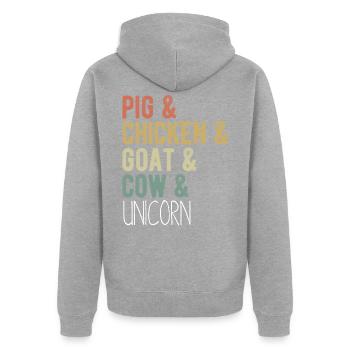 Lustige Vieh - Retro Tierliebhaber-Geschenk - Unisex Premium Bio Zip Hoodie - Grau meliert - Hinten - Nico (187cm)