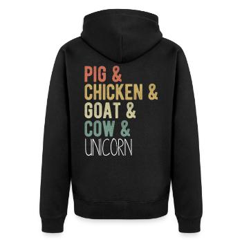 Animaux de la ferme drôles - cadeau rétro amoureux des animaux - Veste à capuche bio Premium Unisexe - noir - Dos - Nico (187cm)