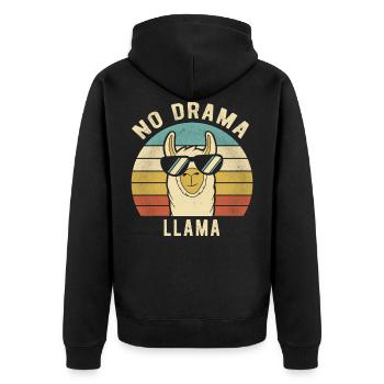 Lama Retro - kein Drama-Lama-lustiges Geschenk - Unisex Premium Bio Zip Hoodie - Schwarz - Hinten - Nico (187cm)