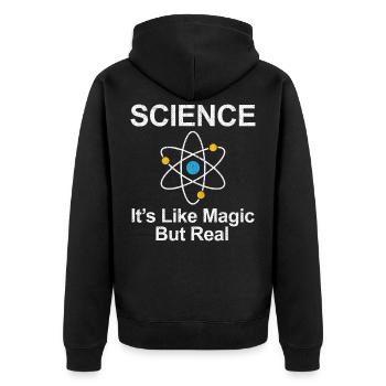 Science - C'est comme un cadeau magique mais réel - Veste à capuche bio Premium Unisexe - noir - Dos - Nico (187cm)