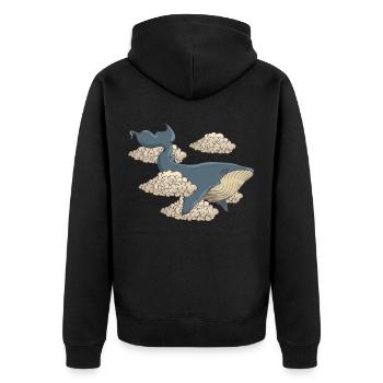 Delfin Wal Fisch - Unisex Premium Bio Zip Hoodie - Schwarz - Hinten - Nico (187cm)