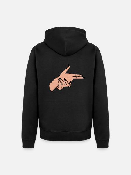 Hand gun hand sign gesture - Unisex Premium Organic Zip Hoodie - black
