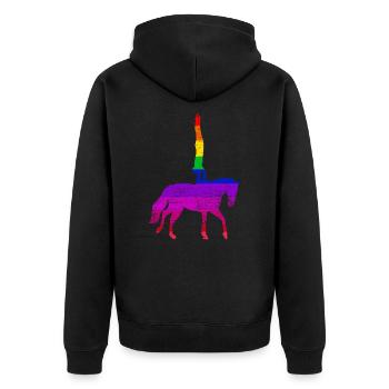 Voltigieren - Unisex Premium Bio Zip Hoodie - Schwarz - Hinten - Nico (187cm)