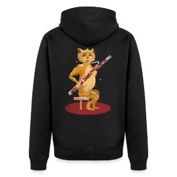 Bassoon cat - Unisex Premium Organic Zip Hoodie - black - Back - Nico (187cm)
