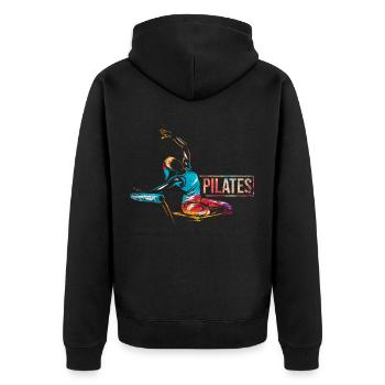Pilates Geschenk - Unisex Premium Bio Zip Hoodie - Schwarz - Hinten - Nico (187cm)