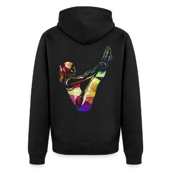 Pilates Geschenk - Unisex Premium Bio Zip Hoodie - Schwarz - Hinten - Nico (187cm)