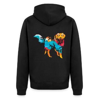 Hovawart - Unisex Premium Bio Zip Hoodie - Schwarz - Hinten - Nico (187cm)