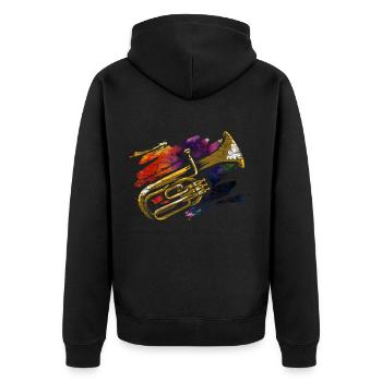 Alto horn gift - Unisex Premium Organic Zip Hoodie - black - Back - Nico (187cm)