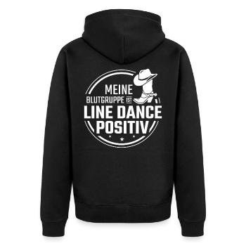 Linedance Geschenk - Unisex Premium Bio Zip Hoodie - Schwarz - Hinten - Nico (187cm)