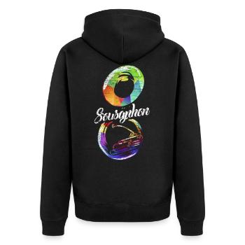 Sousaphon Geschenk - Unisex Premium Bio Zip Hoodie - Schwarz - Hinten - Nico (187cm)