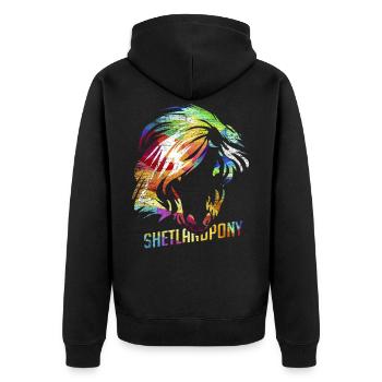 Shetlandpony - Unisex Premium Bio Zip Hoodie - Schwarz - Hinten - Nico (187cm)
