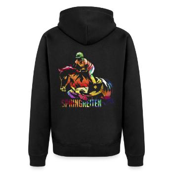 Show jumping show jumper gift - Unisex Premium Organic Zip Hoodie - black - Back - Nico (187cm)