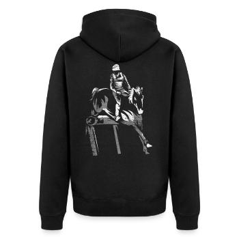 Eventing Eventing Military - Unisex Premium Organic Zip Hoodie - black - Back - Nico (187cm)