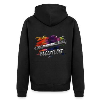 Blockflöte Flöte Geschenk - Unisex Premium Bio Zip Hoodie - Schwarz - Hinten - Nico (187cm)