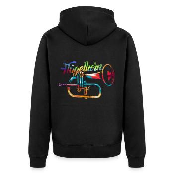 Flügelhorn Instrument Geschenk - Unisex Premium Bio Zip Hoodie - Schwarz - Hinten - Nico (187cm)
