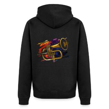 Flügelhorn Geschenk - Unisex Premium Bio Zip Hoodie - Schwarz - Hinten - Nico (187cm)