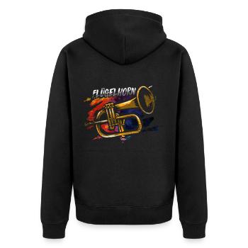 Flügelhorn Geschenk - Unisex Premium Bio Zip Hoodie - Schwarz - Hinten - Nico (187cm)