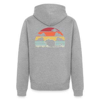 Degu retro Nagetier - Unisex Premium Bio Zip Hoodie - Grau meliert - Hinten - Nico (187cm)