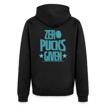 Zero Pucks Given Hockey - Unisex Premium Organic Zip Hoodie - black - Back - Nico (187cm)