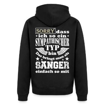 Sympathischer Sänger, lustiger Spruch, Rock - Unisex Premium Bio Zip Hoodie - Schwarz - Hinten - Nico (187cm)