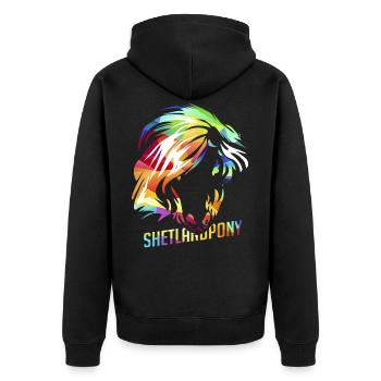 Shetlandpony - Unisex Premium Bio Zip Hoodie - Schwarz - Hinten - Nico (187cm)