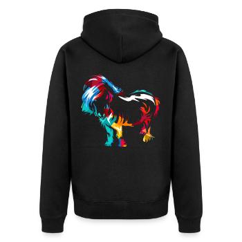 Shetlandpony Geschenk - Unisex Premium Bio Zip Hoodie - Schwarz - Hinten - Nico (187cm)