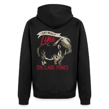 Shetlandpony - Unisex Premium Bio Zip Hoodie - Schwarz - Hinten - Nico (187cm)