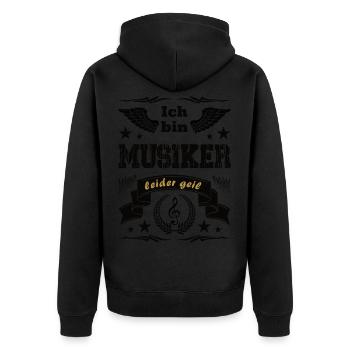 Musiker leider geil, Musiker Band Rock - Unisex Premium Bio Zip Hoodie - Schwarz - Hinten - Nico (187cm)