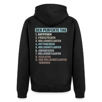 Rollkunstlauf Rollschuhlaufen - Unisex Premium Bio Zip Hoodie - Schwarz - Hinten - Nico (187cm)