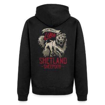 Shetland Chien de berger Cadeau - Veste à capuche bio Premium Unisexe - noir - Dos - Nico (187cm)