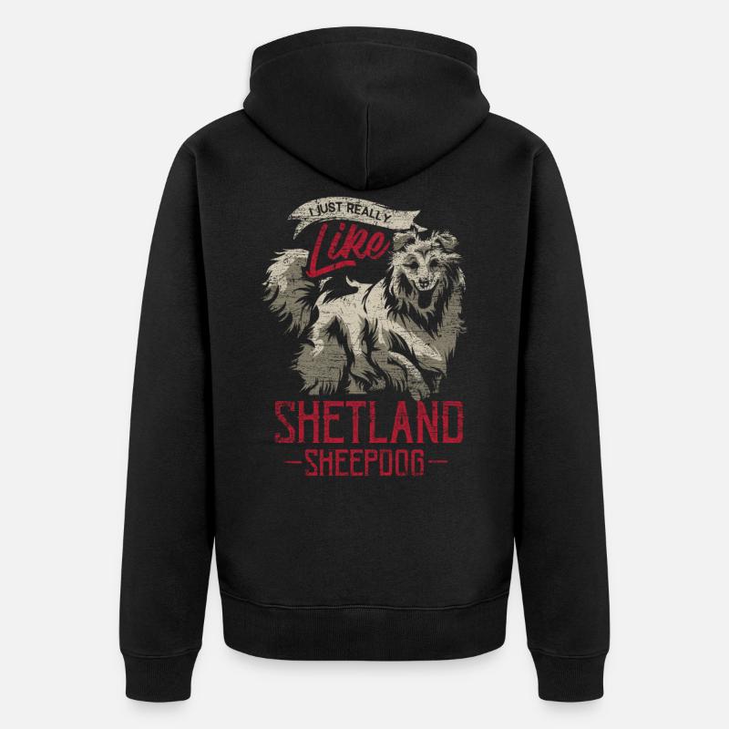 Shetland Schäferhund Geschenk - Unisex Premium Bio Zip Hoodie - Schwarz